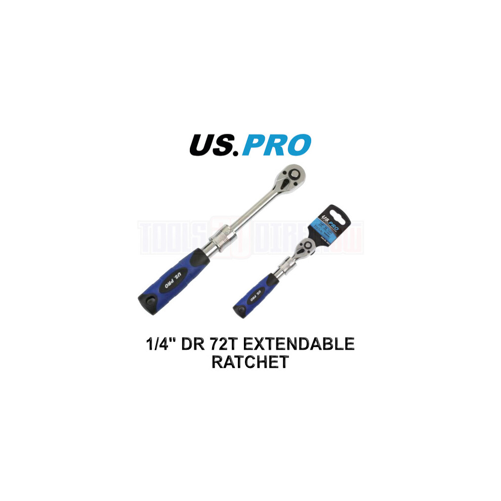 Us Pro Tools 1/4" Dr 72T Extendable Ratchet For Sockets 160Mm - 200Mm 4204