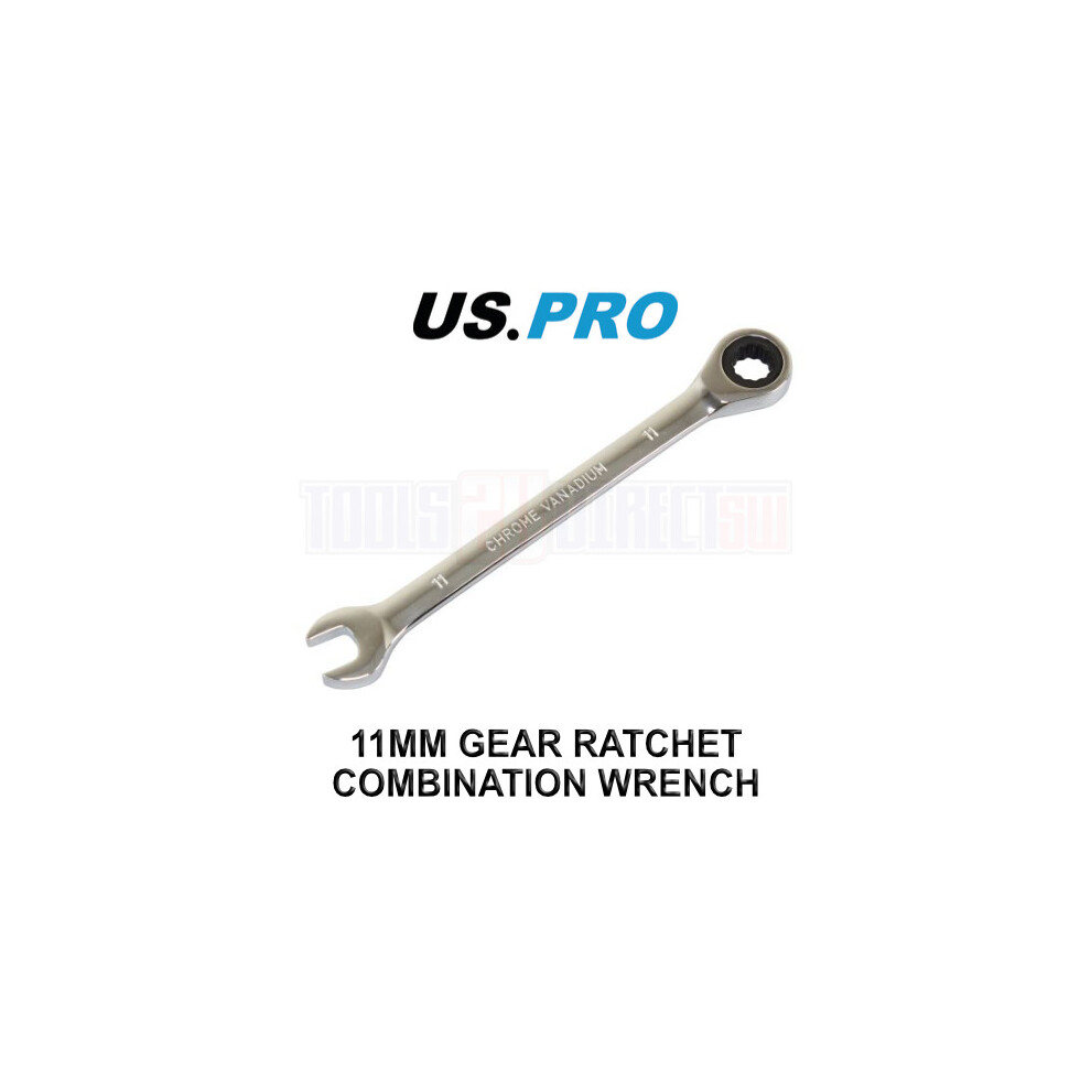 US PRO Tools 11mm Ratchet Spanner Wrench 72 Teeth Open & Ring End Wrench 3572