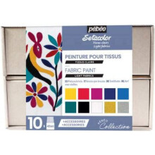 Peinture pour textile - Pébéo - Setacolor - 10 flacons de 45ml - Coloris Assortis - Créativité illimitée