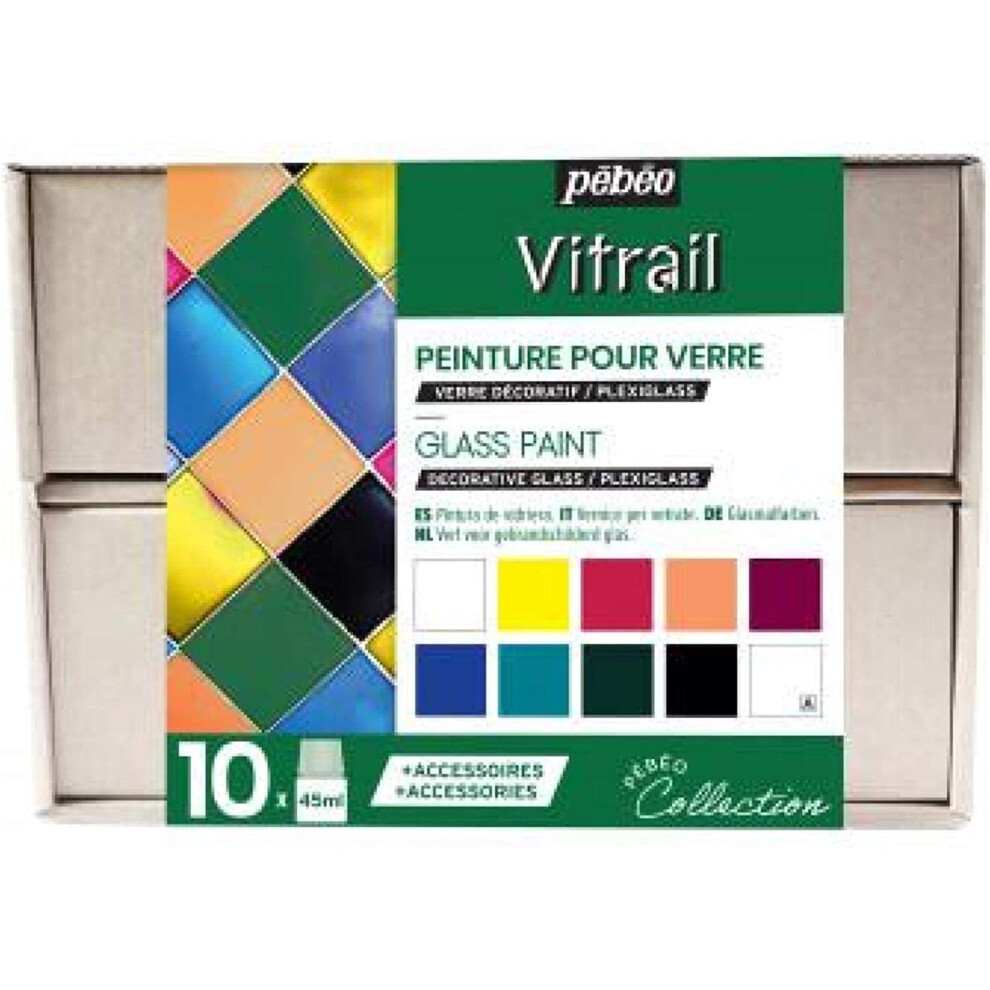 Pebeo VITRAIL Collection Set, Assorted, 10X45ML