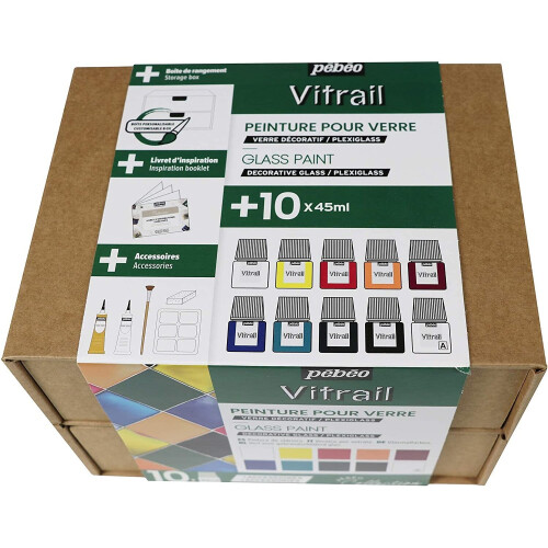Pebeo VITRAIL Collection Set, Assorted, 10X45ML 1