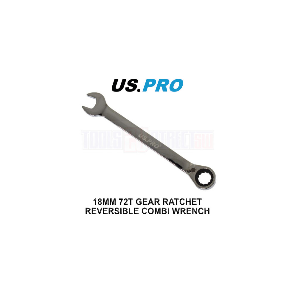 US PRO Tools 18mm Reversible Ratchet Spanner Wrench 72 Teeth Open & Ring End Wrench 3675