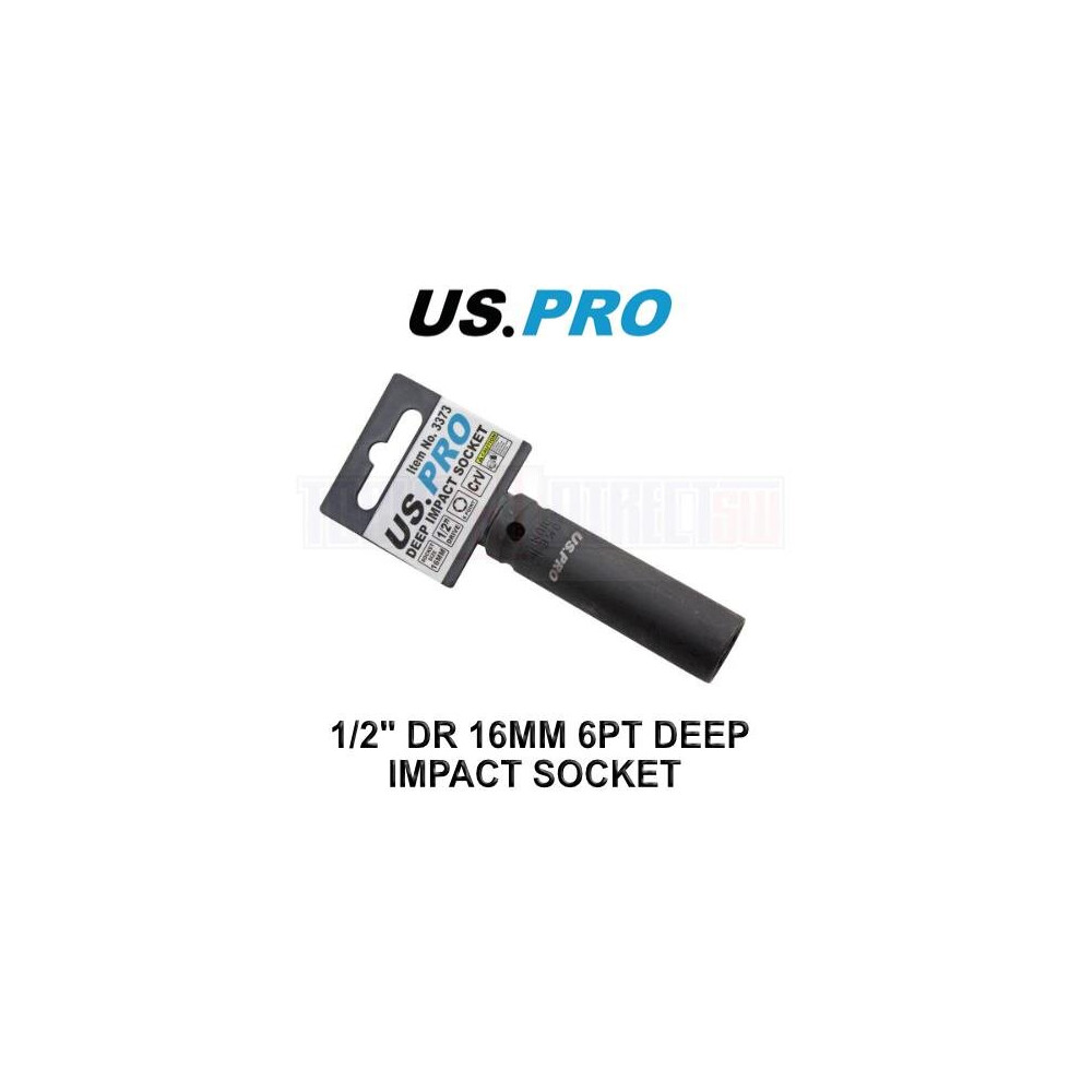 US PRO Tools 16mm 1/2" Drive 6 Point Deep Impact Socket 3373