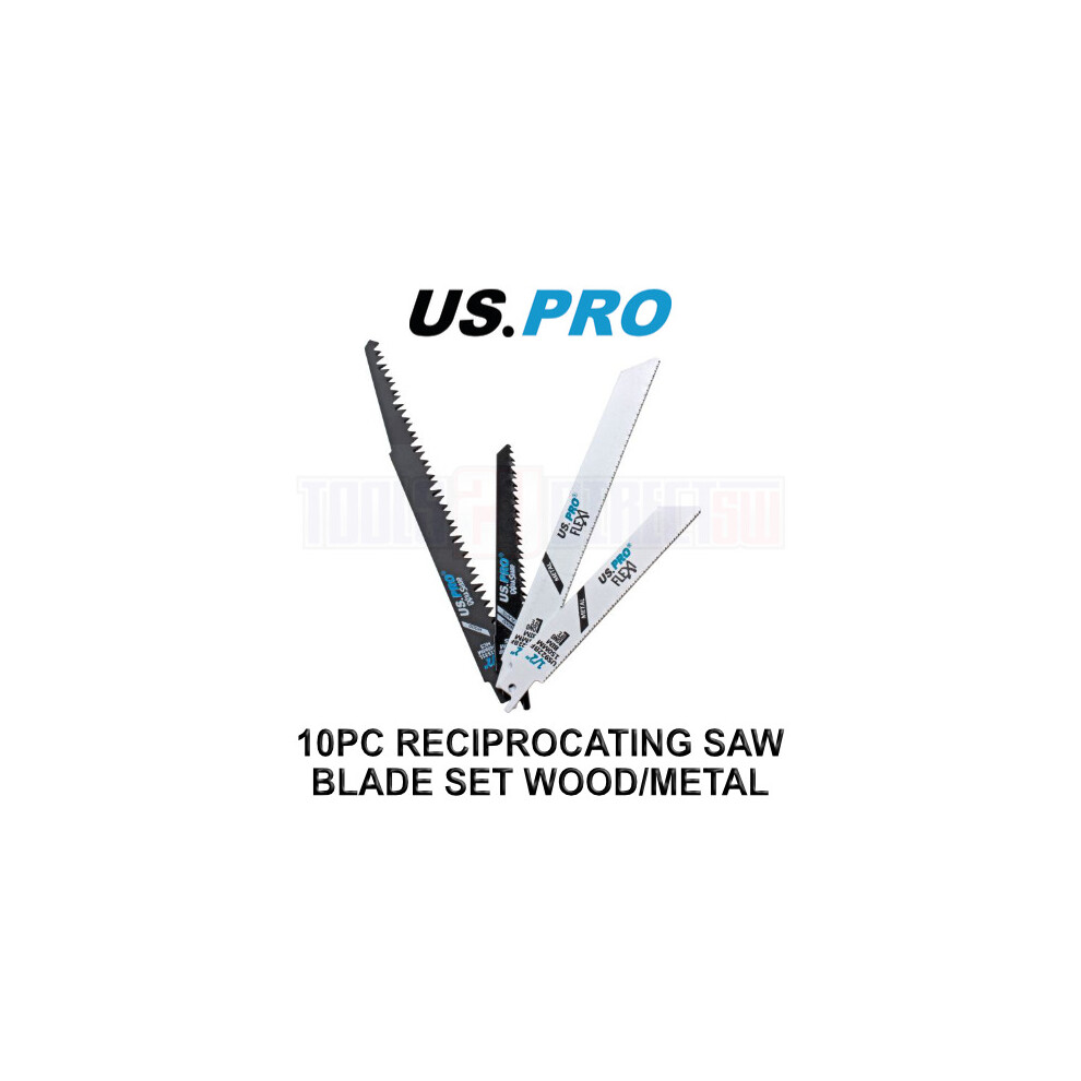 US PRO Tools 10PC Assorted Reciprocating Recip Saw Blades For Wood & Metal 9170