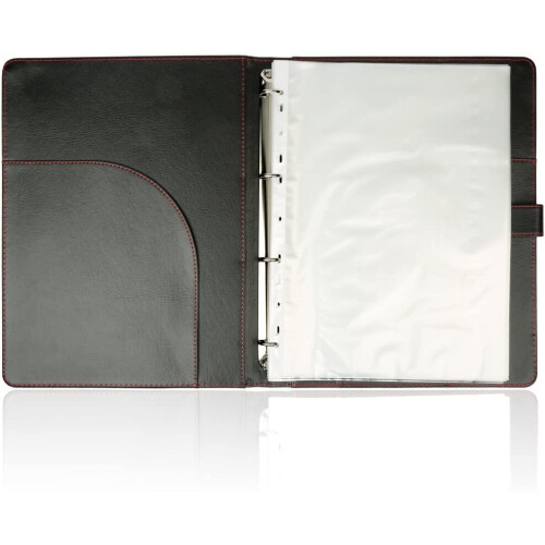 H&S 40 Pockets A4 Presentation Folder Ring Binder Document File Folder Display Book Portfolio Professional Conference Folder Faux Leather 1