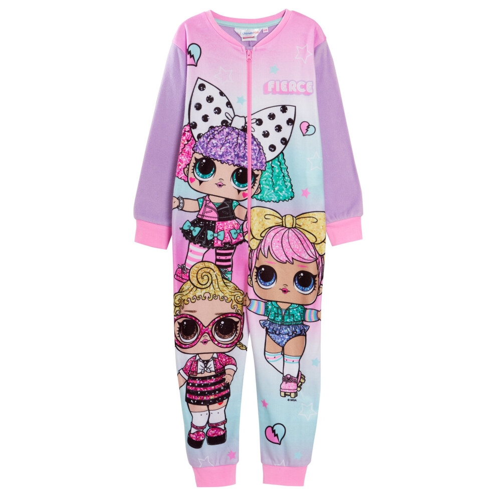 (3-4 Years) Girls LOL Surprise Dolls Fleece All In One Pyjamas Onezee Character Sleepsuit