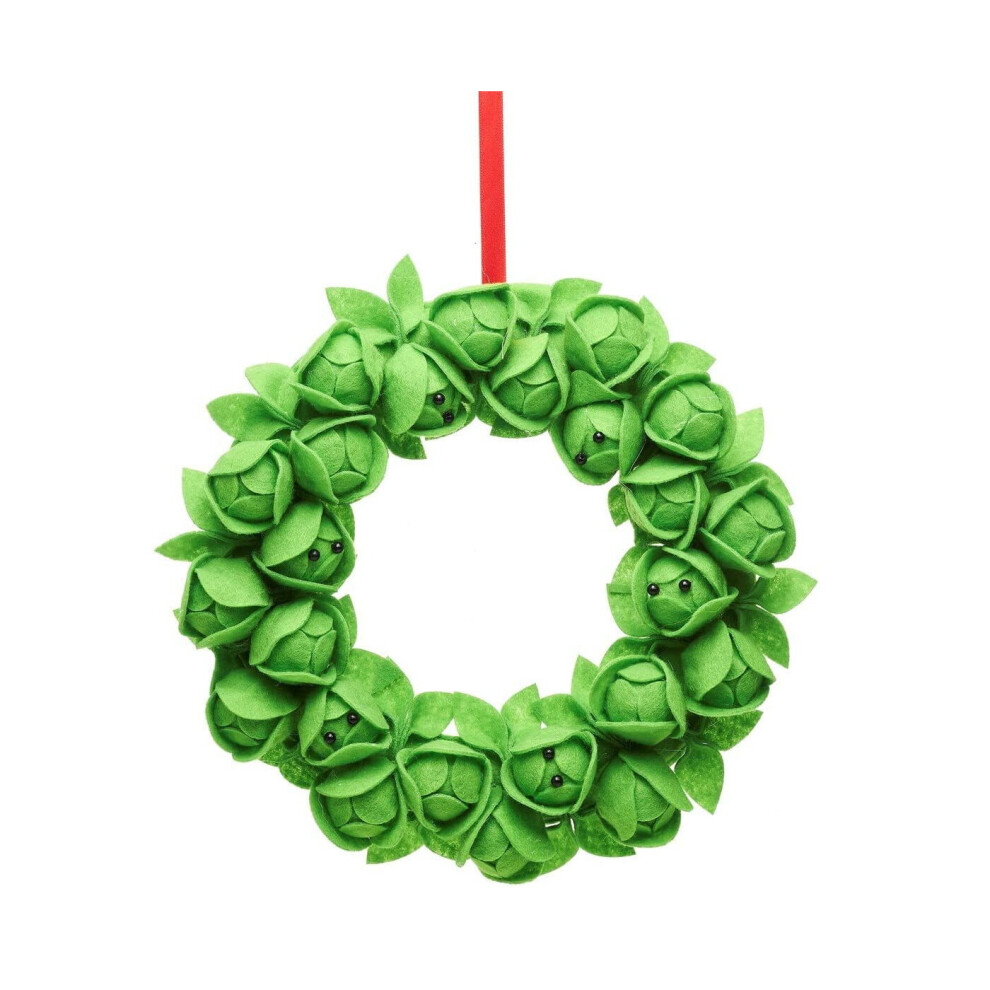 Christmas Hanging Wreath Felt Brussel Sprout Decoration Sass & Belle