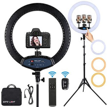 19 inch LED Ring Light with Tripod Stand Selfie Ring Light, LCD Display Touch Screen, Dimmable Light for Makeup Studio Portrait Vlog Video S