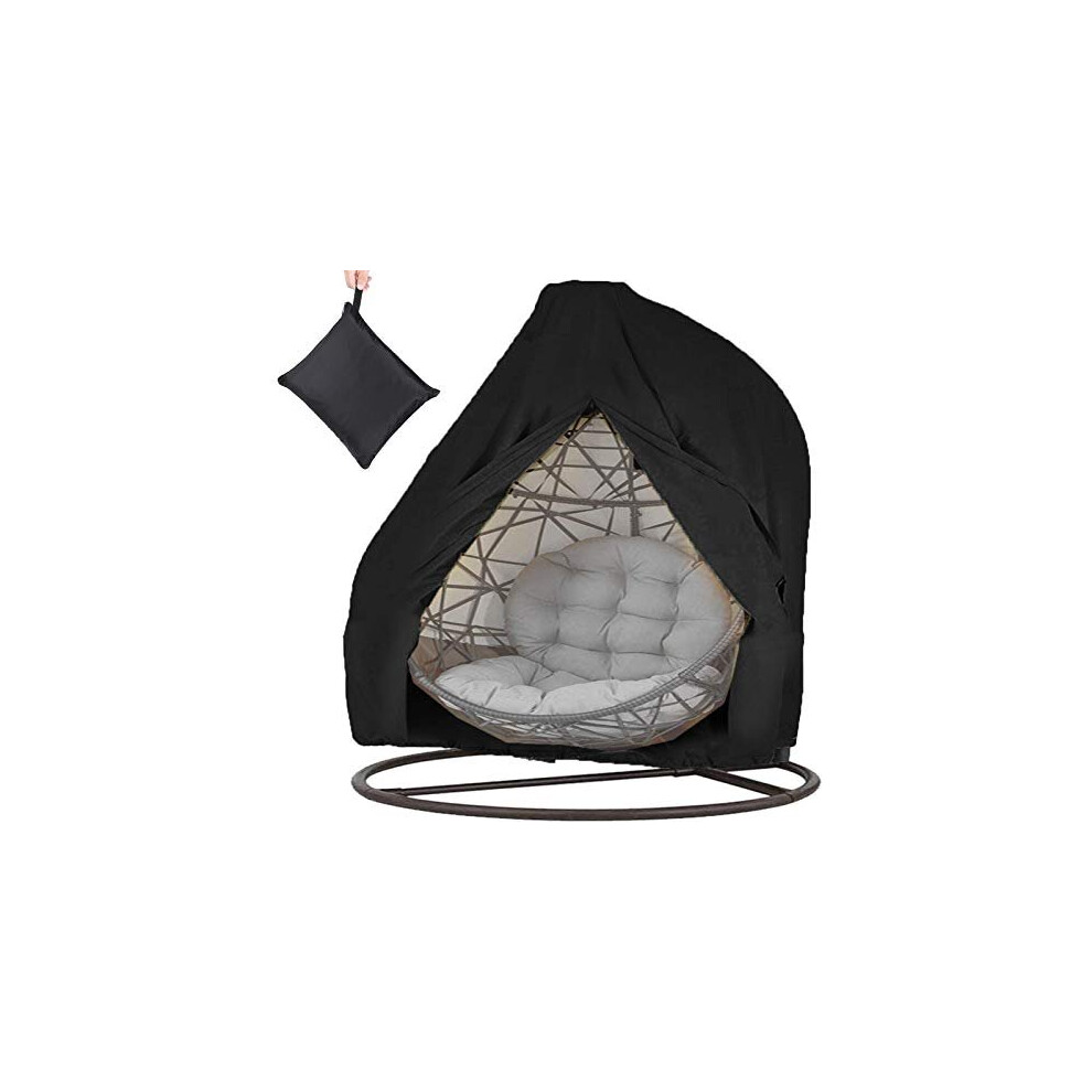 Double Patio Hanging Egg Chair Cover - 230 X 220cm Waterproof Egg Swing Chair Dust Cover Protector 420D Oxford Fabric Rip & Wind Resistant with Z
