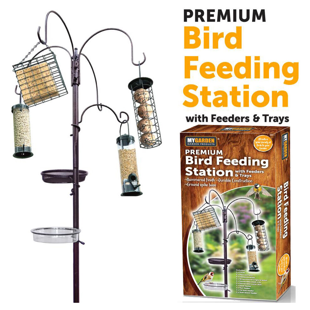 Garden Wild Bird Feeding Station Water Bath Seed Tray Hanging Feeders Included