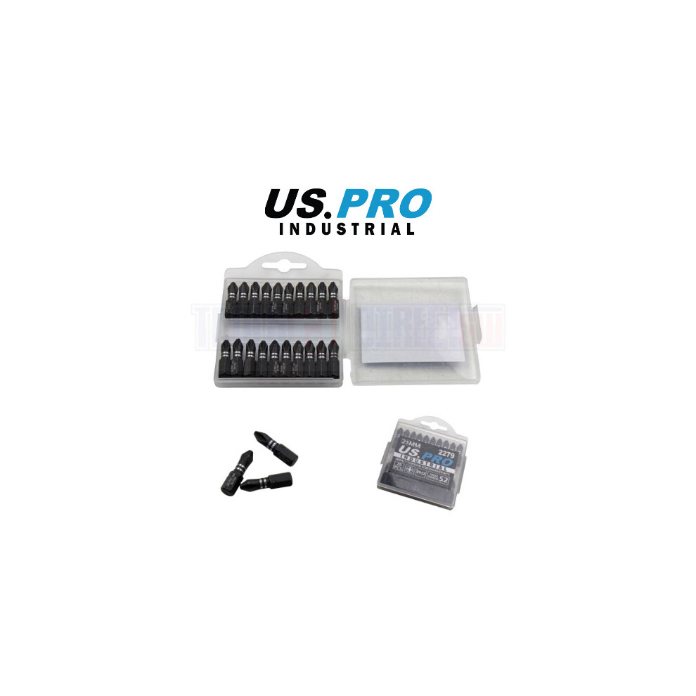 US PRO INDUSTRIAL Pack Of 20 PH2 25MM Impact Torsion Screwdriver Bits 2279-image-OPC-P9WG8MX-NEW