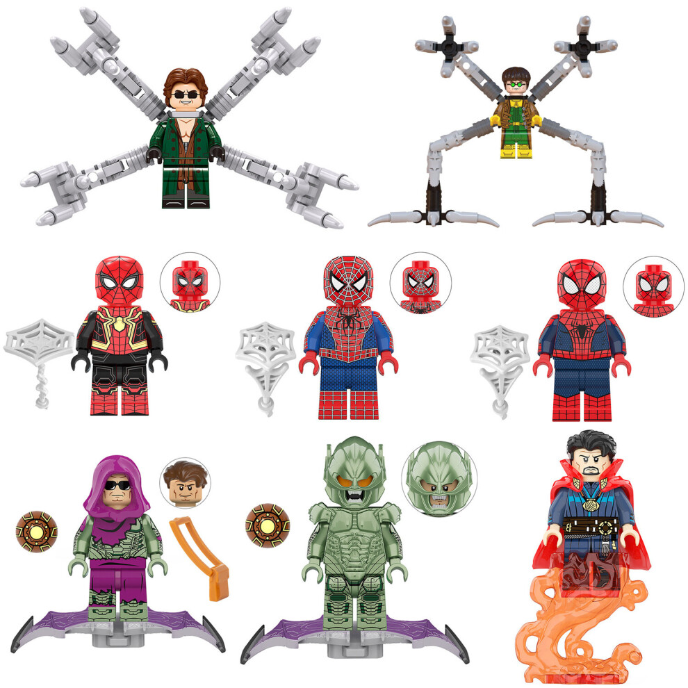 8PCS Super Hero Dr. Octopus Green Goblin Spider-Man Blocks Minifigures Children's Toy Kids Gifts Fit Lego