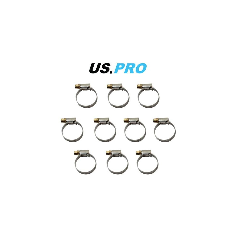 US PRO Tools 20 - 32mm Zinc plated Steel Hose clamps (Jubilee clip style) 10 pack 2996