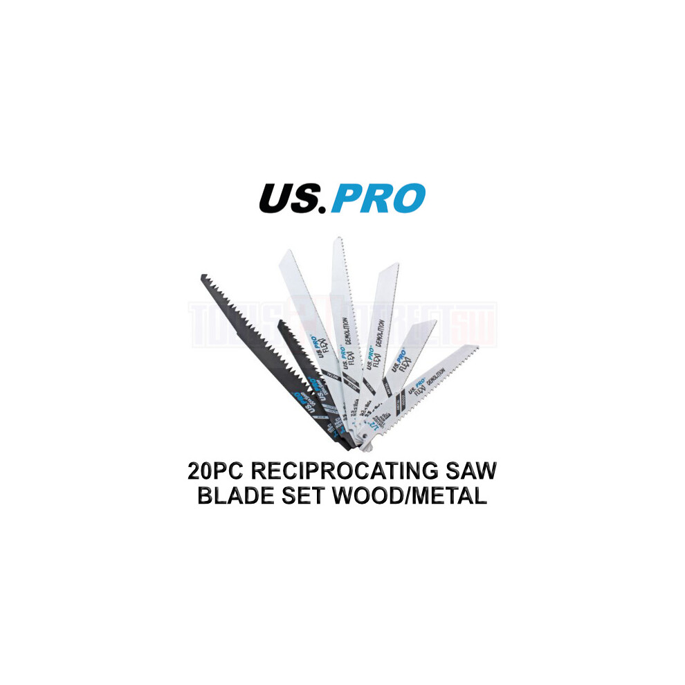 US PRO Tools 20PC Assorted Reciprocating Recip Saw Blades For Wood & Metal 9171