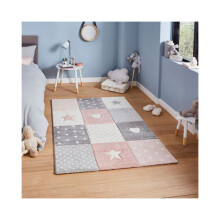 Hearts + Stars Kids  Rug  - Pink - 120cm x 170cm