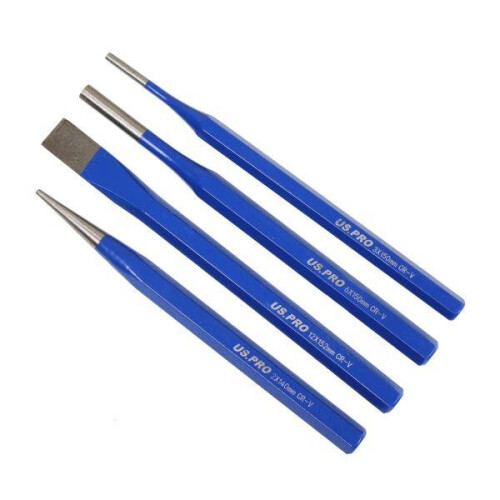 us pro US PRO Tools 12pc Punch & Chisel Set Centre Long Tapered Punches Cold Chisels 7117 2