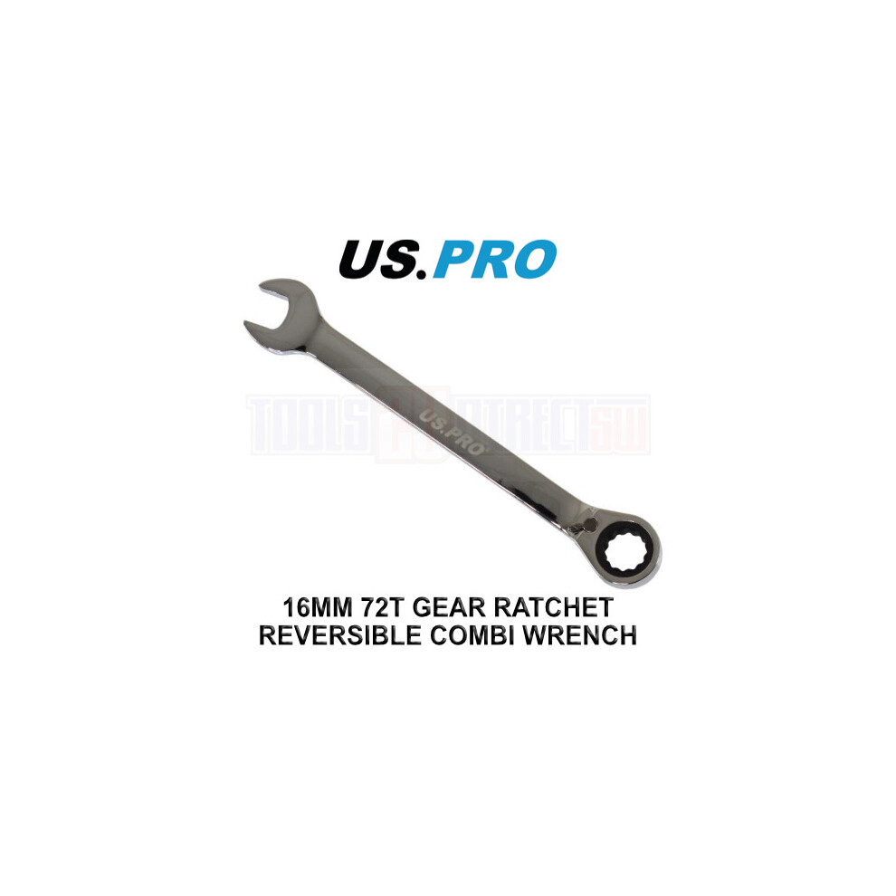Us Pro Tools 16Mm Reversible Ratchet Spanner Wrench 72 Teeth Open & Ring End Wrench 3673