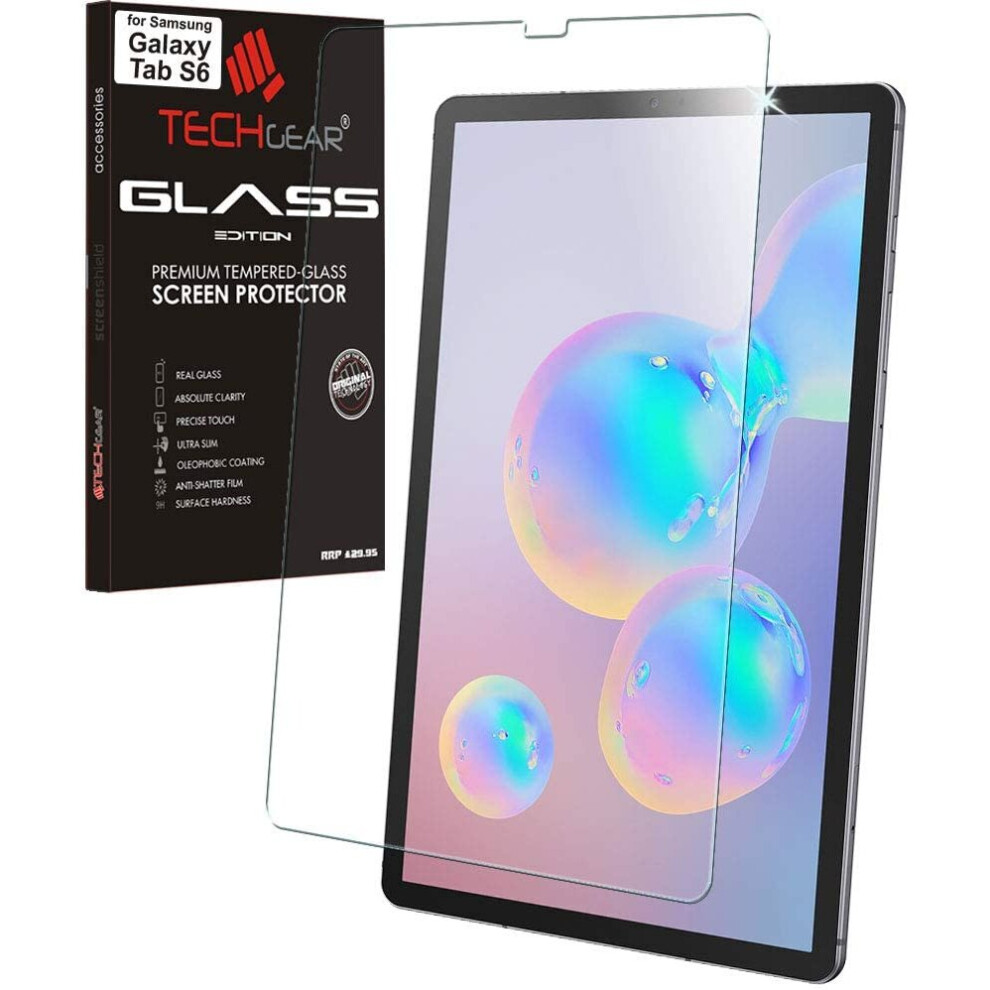 TECHGEAR Galaxy Tab S6 10.5" GLASS Edition (SM-T860 / SM-T865), Tempered Glass Screen Protector [9H Toughness] [HD Clarity] [Scratch-Resistant]