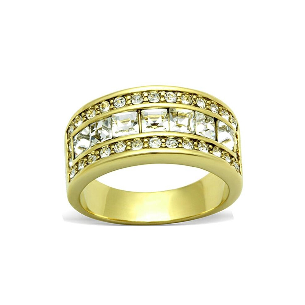 Alamode TK1386-7 Women IP Gold Stainless Steel Ring with Top Grade Crystal in Clear - Size 7-image-OPC-P9WG9KT-NEW