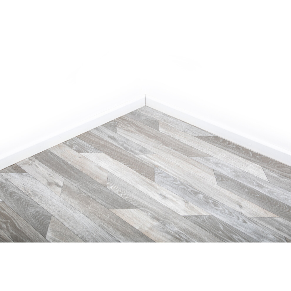 (2m, 4m) Distressed Oak Vinyl Lino Roll Flooring