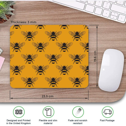 Bees Pattern Art Mouse Mat Pad Computer PC Laptop Gaming Office Home Desk Accessory Gadget 3719 1