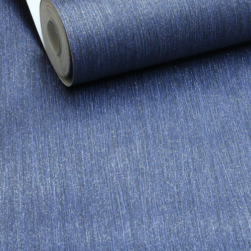 Plain Dark Navy Midnight Blue Glitter ShimmerTextured Crystal Vinyl Wallpaper 1