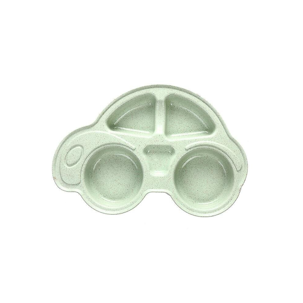 (Green) Baby Food Plate Kids Dinnerware Tableware Tray Car Shaped Cartoon Dishes Green