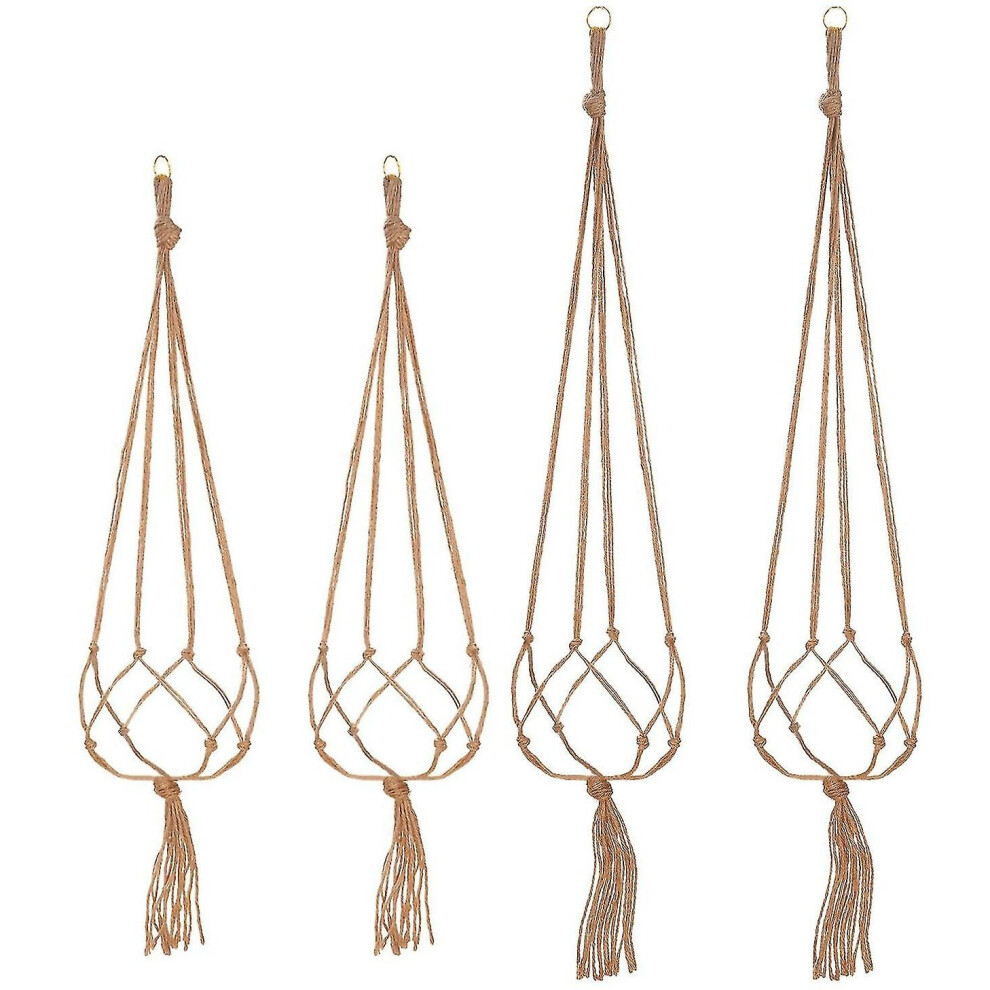 4pcs Macrame Plant Hangers Pot Woven Holder Garden Decoration 105 Cm And 90 Cm