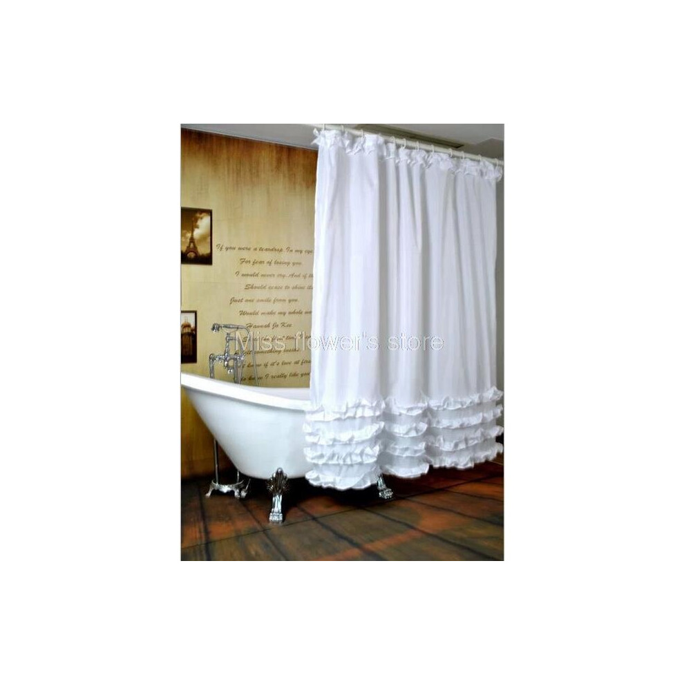 White Ruffled Princess Dress Design Shower Curtain Bathroom Waterproof