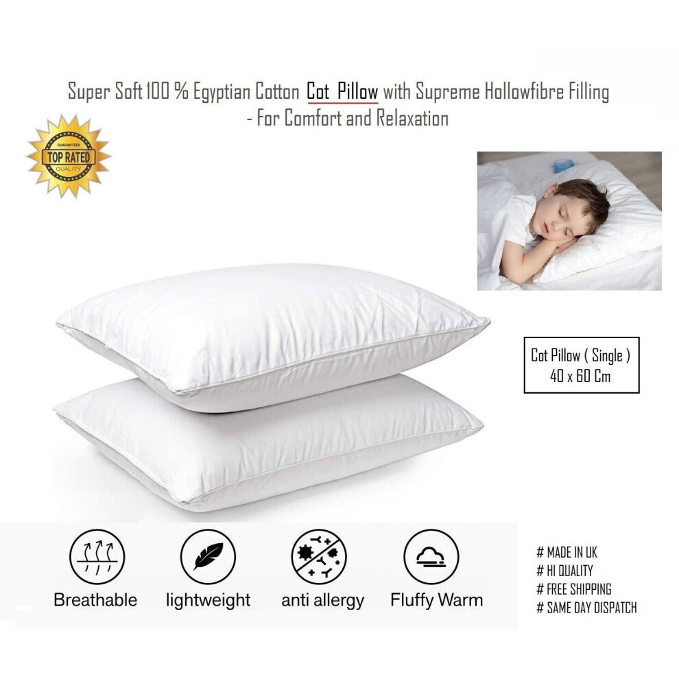 ( 1 x pillow(pack of 1)) Egyptian Cotton Hollow Fiber Cot BedToddler Pillow