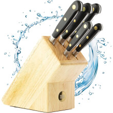 5 Piece Oxford Knife Set with Wooden Knife Block - Premium Stainless Steel Kitchen Knife Sets from Taylors Eye Witness. Professional Chef Standard