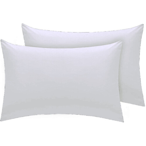 (Pillow Pair, White) Deep fitted Sheet 25cm BedSheets 100% PolyCotton