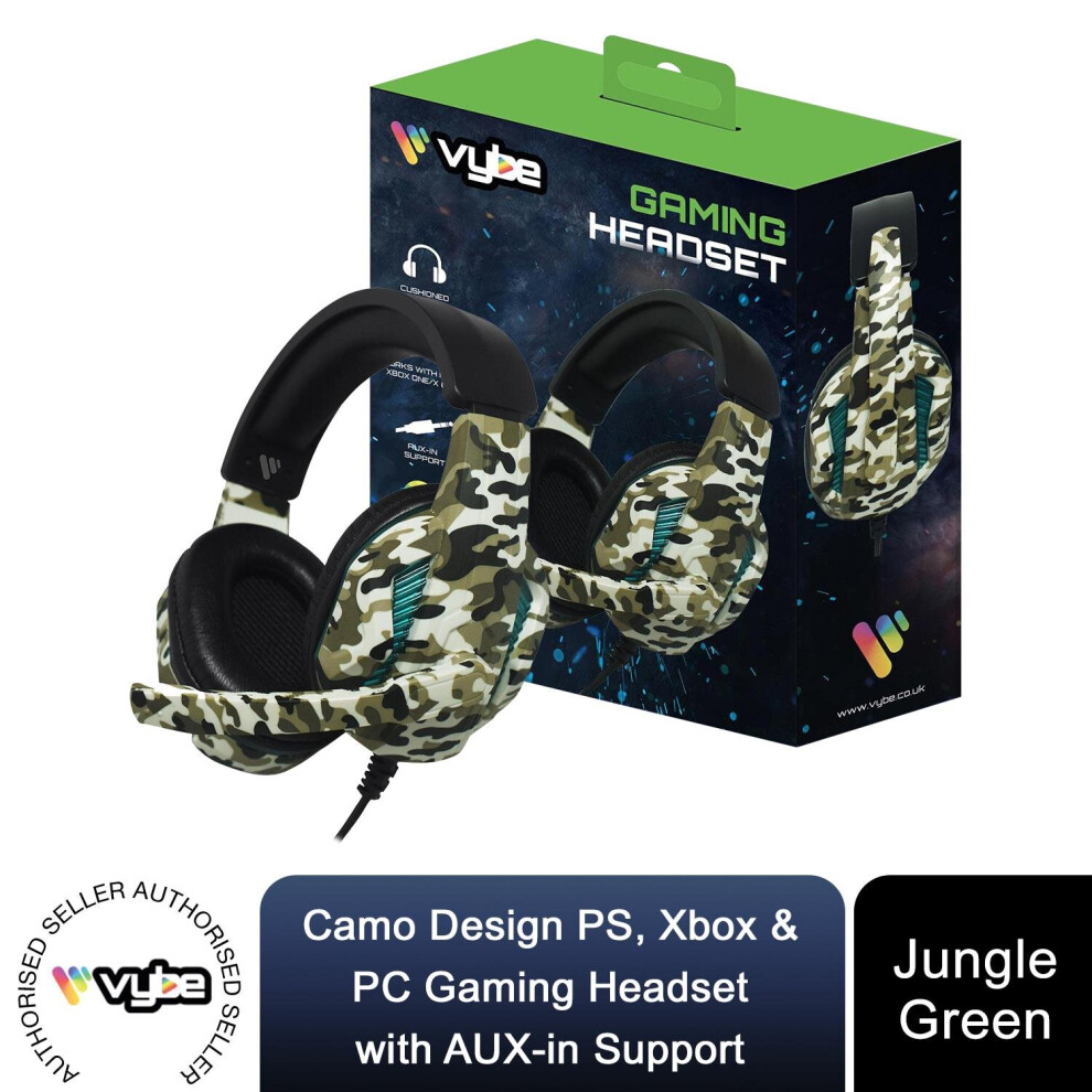 (Jungle Green) Vybe Camo PS, Xbox & PC AUX Support Gaming Headset