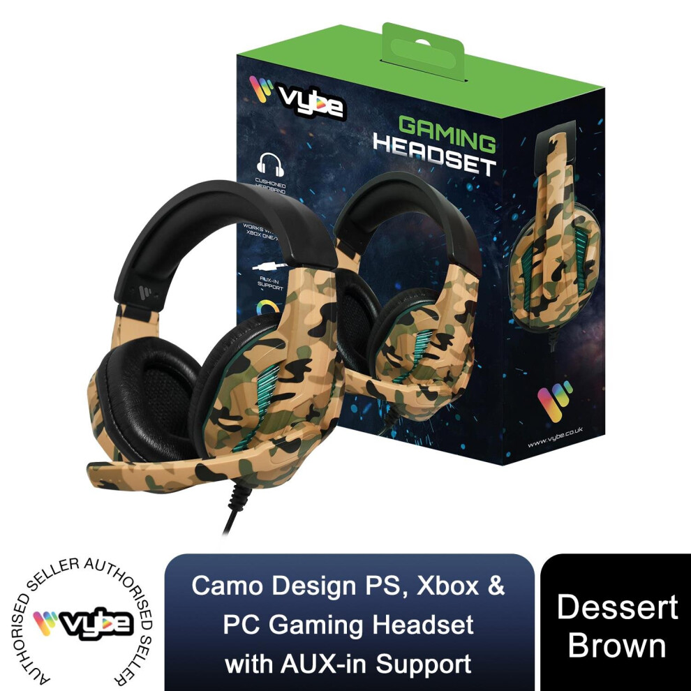 (Dessert Brown) Vybe Camo PS, Xbox & PC AUX Support Gaming Headset-image-OPC-P9WBR5S-NEW