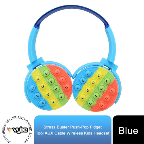 (Blue) Vybe Stress Buster PushPop Fidget Wireless Headset