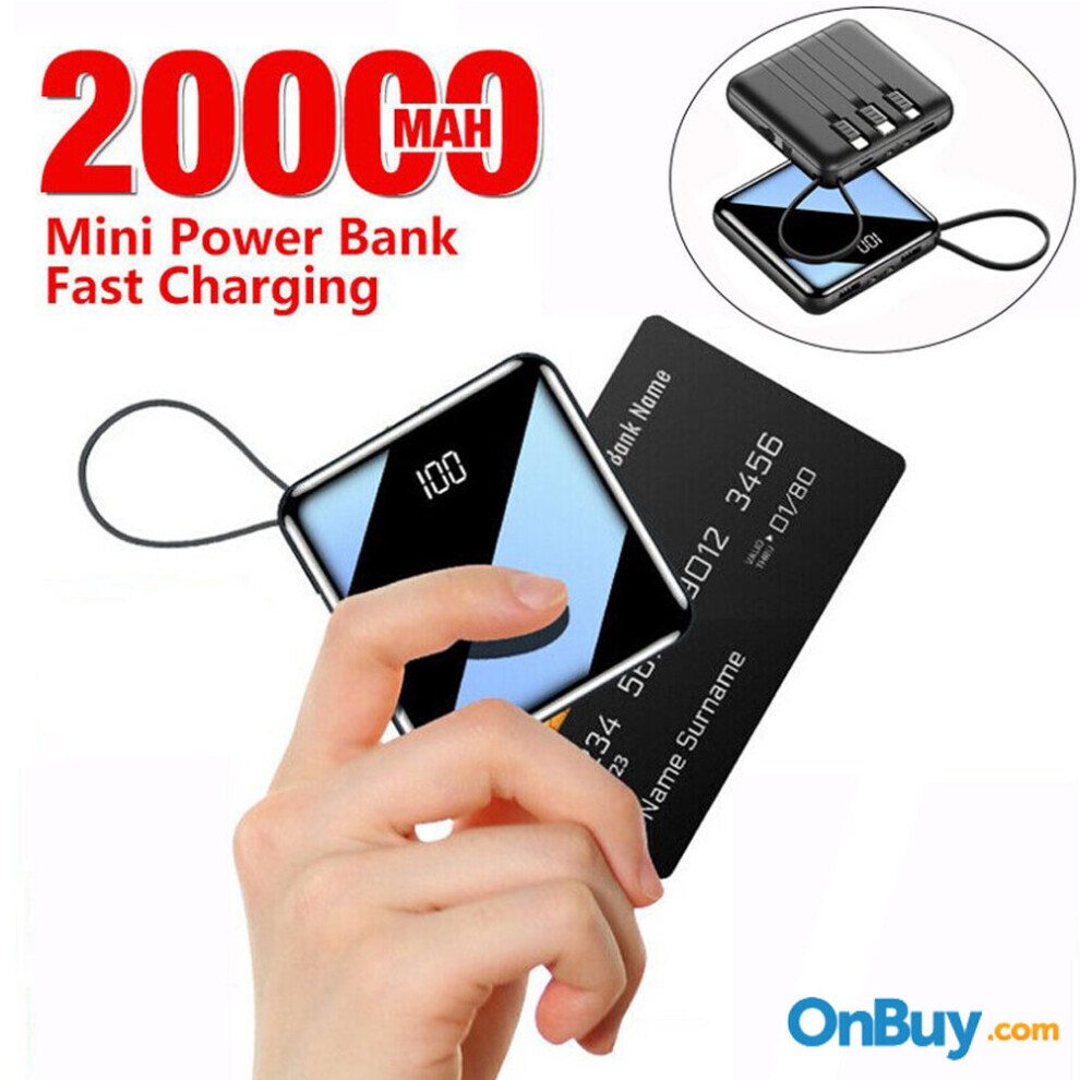 Mini Power Bank, 20000mAh Charger Battery Pack 2 USB for Mobile Phone