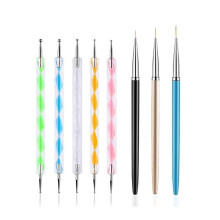 5pcs Dotting Pens With 3 Pcs Nail Painting Brushes, Nail Art Design Tools