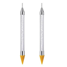 Nail Rhinestone Picker Dotting Tool , Dual-ended Diy Nail Art Tool With Acrylic Handle