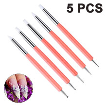 5pcs Double-headed Silicone Dot Flower Pen For Nail,red