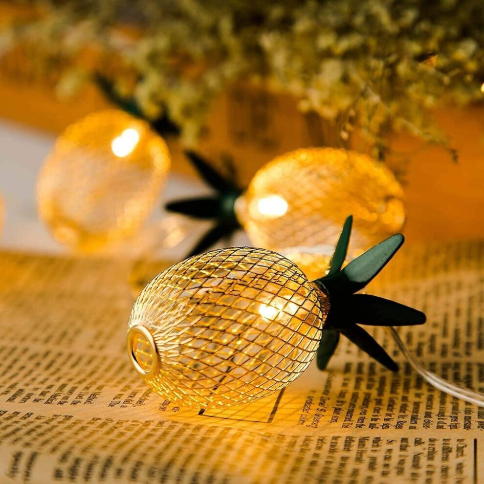 15ft 30 Led Pineapple String Lights, Fairy String Lights Battery Operated For Patio Home Wedding Party Bedroom Birthday Decoration