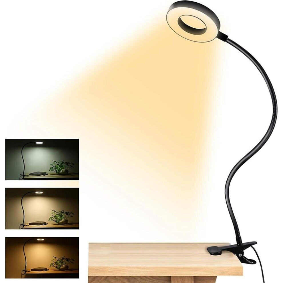 Clip On Light Reading Lights , 48 Led Usb Desk Lamp With 3 Color Modes 10 Brightness, Eye Protection Book Clamp Light , 360 Flexible Gooseneck Clamp