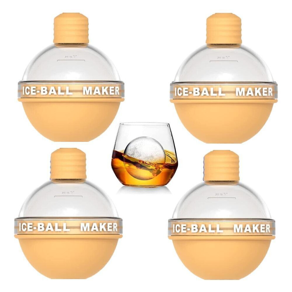 4 Pack Ice Ball Maker, Whiskey Ice Mold, Silicone Ice Cube Tray, Sphere Ice Mold For Whiskey And Cocktails