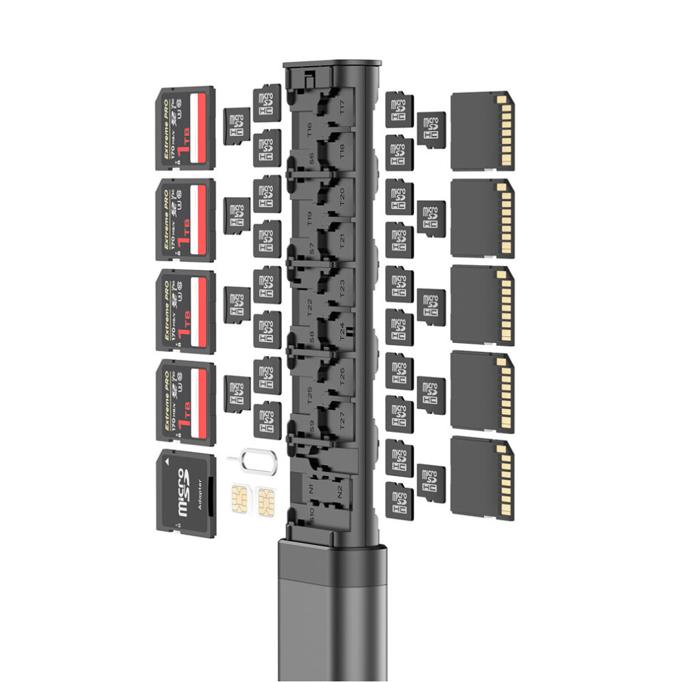Budi Alloy Memory Card Storage Stick For Microsd - Full Sd & Nano Sim Organizer 6971536927519