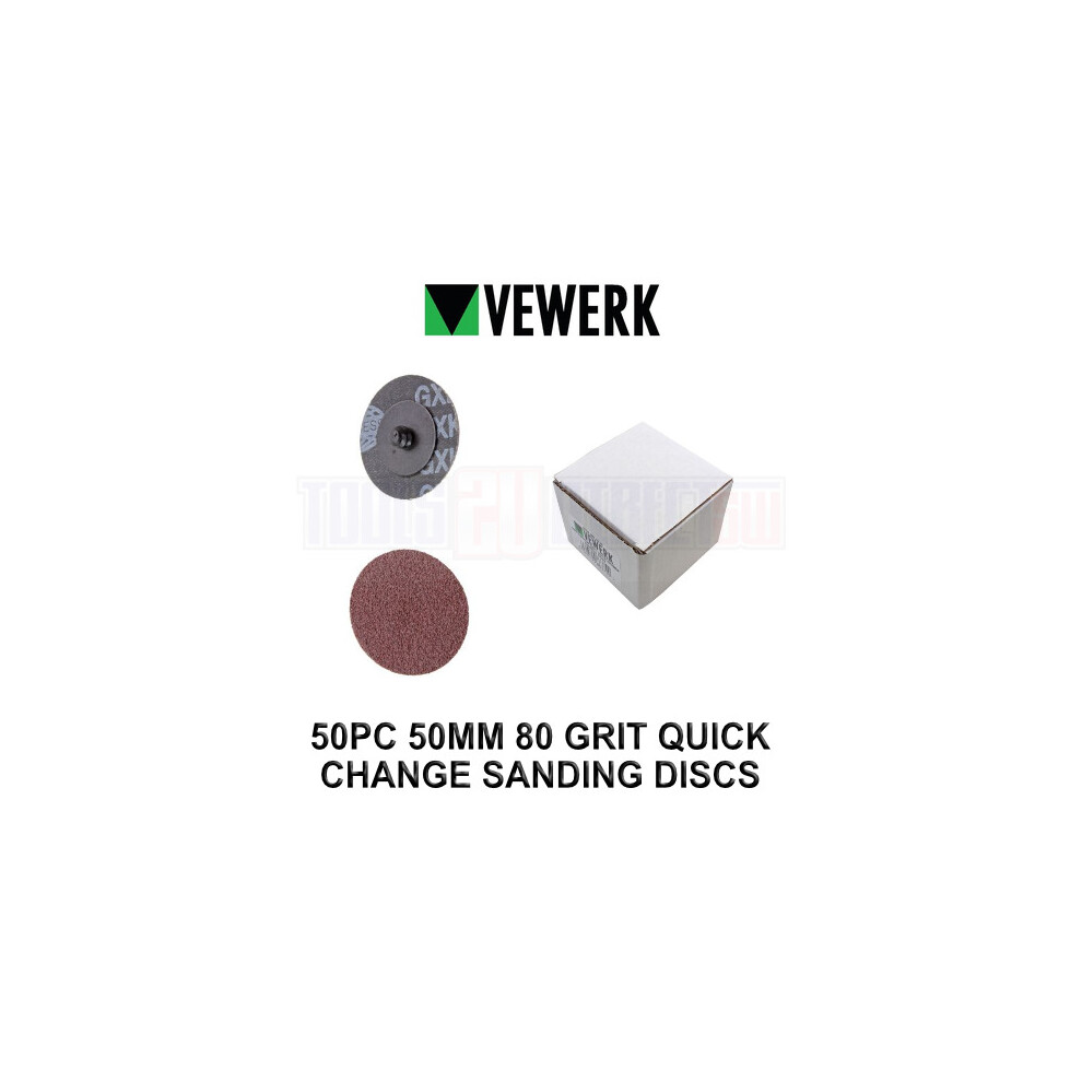 Vewerk 50 Piece 50Mm 80 Grit Quick Change Sanding Discs 9122 5060599863740