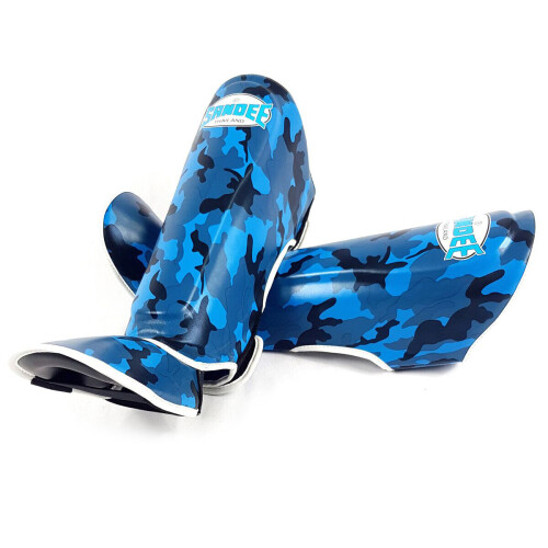 (Junior) Sandee Authentic Kids Camo Shin Guards - Blue