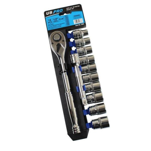 us pro US PRO Tools 12pc 1/2'' DR Metric Socket Wrench set 10 - 21mm 3865 2