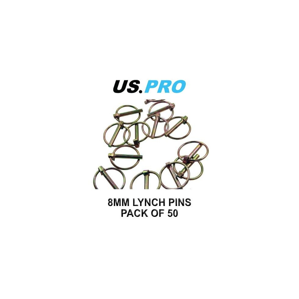 US PRO Tools 50pc 8.00mm Lynch Pin Ring Clip Set 9024