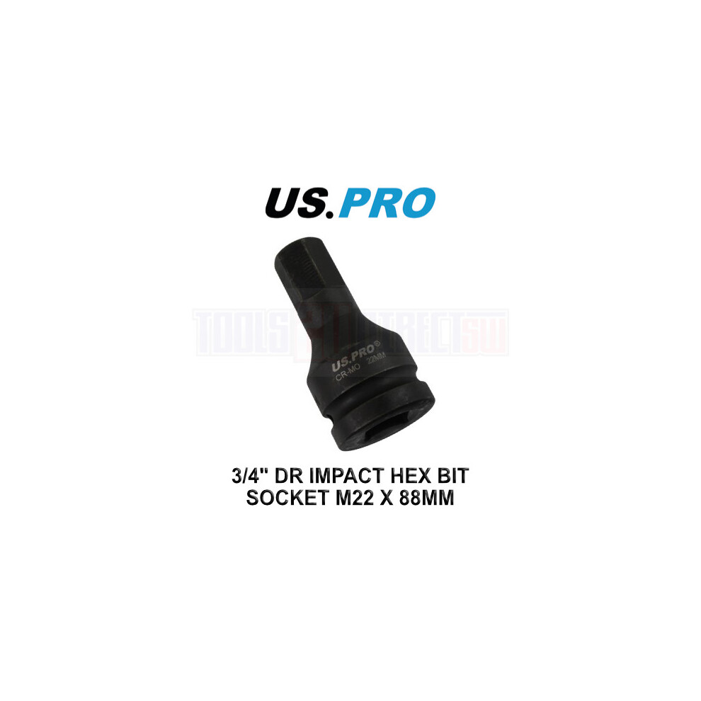 Us Pro Tools 22Mm X 88Mm 3/4" Dr Impact Hex Bit Socket 3775 5060848151277