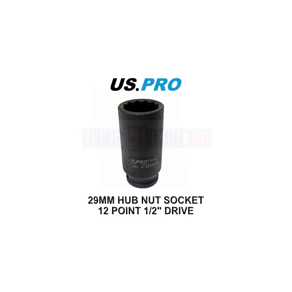 US PRO Tools 29mm 1/2" dr 12 Point Deep Hub Nut Socket, Gearbox etc 3481