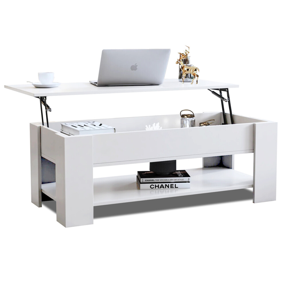 ( Lift Up Coffee Table) Wooden Coffee Table With Storage Lift Top Up Drawer Living Room Furniture White